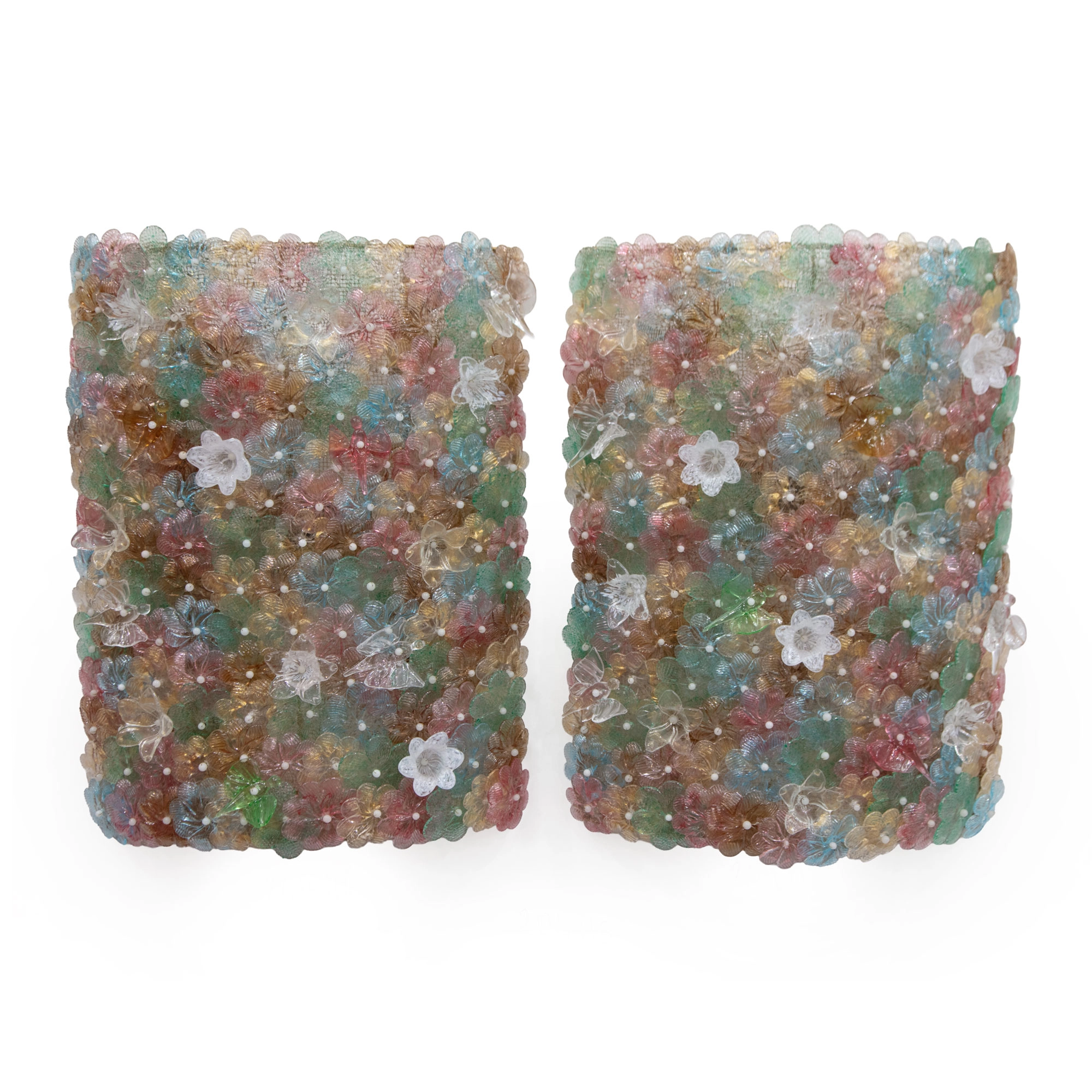 PAIR OF FLORAL MURANO WALL SCONCES