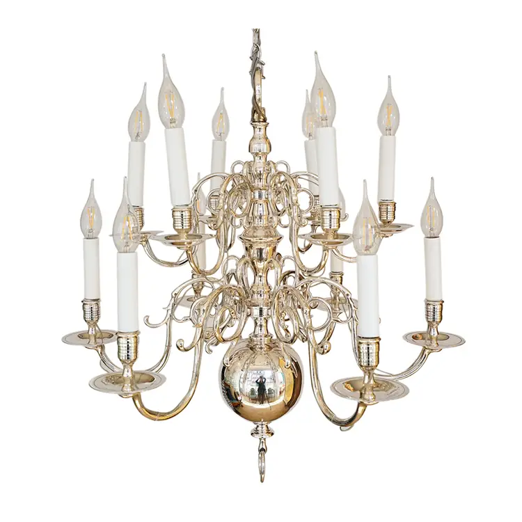 DUTCH CHANDELIER AND PAIR MATCHING WALL LIGHTS