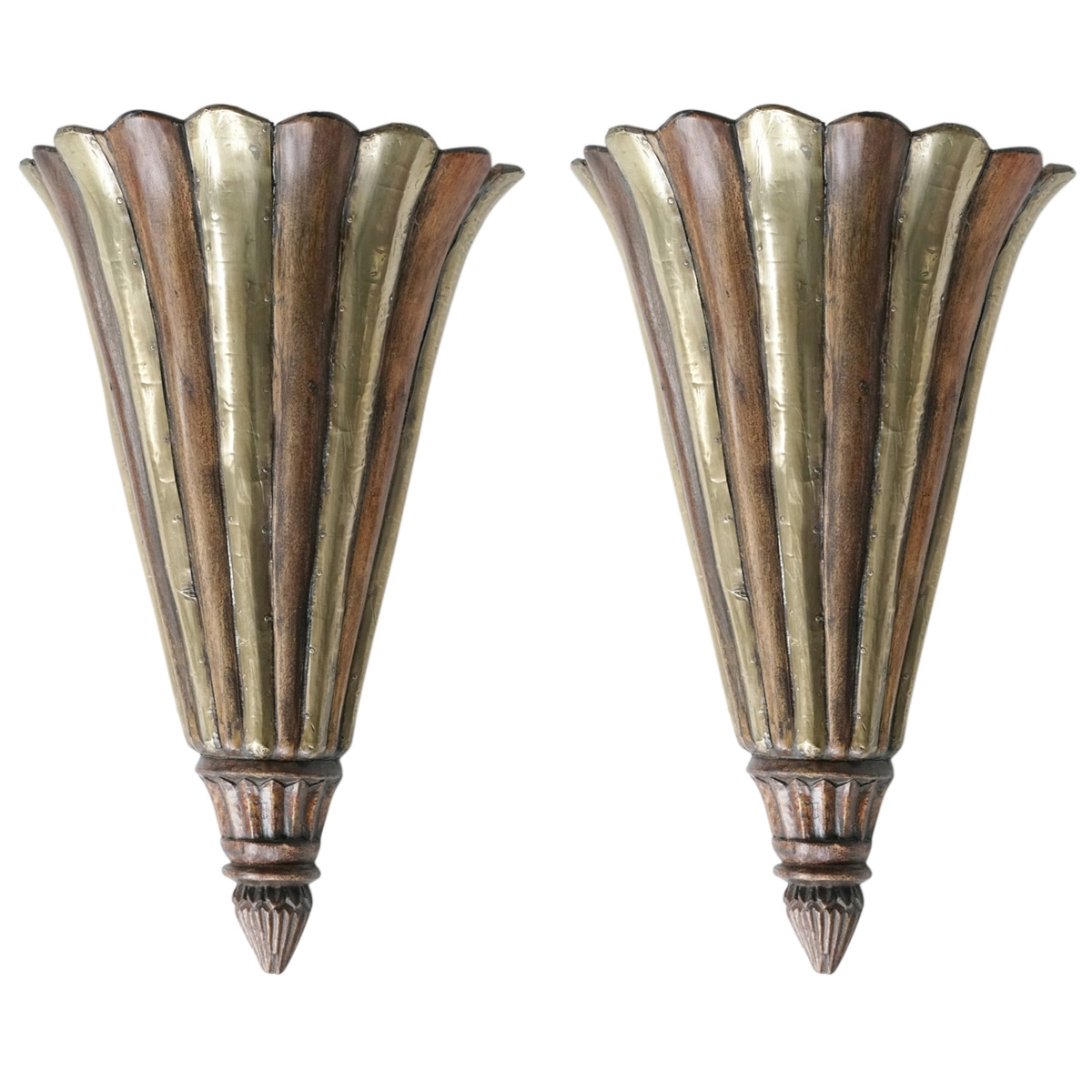 PAIR OF ART DECO WOODEN WALL BRACKETS