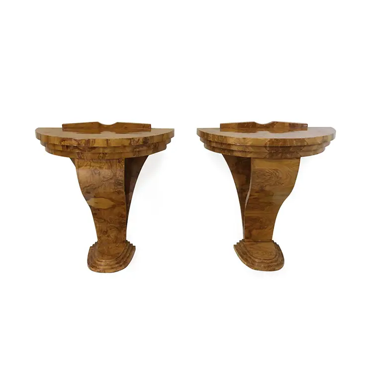 PAIR OF ITALIAN BURR ELM DEMI LUNES