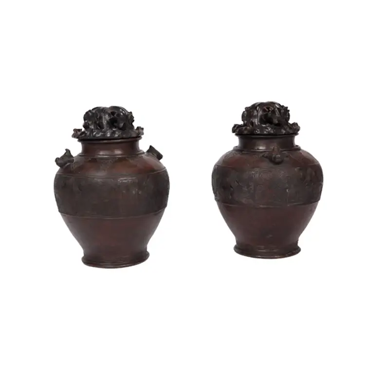 PAIR OF BRONZE INCENSE BURNERS