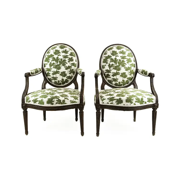 PAIR OF LOUIS XVI MEDALLION ARMCHAIRS