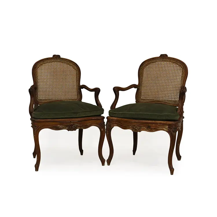 PAIR OF CANE BERGERES