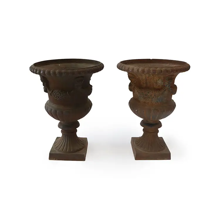PAIR OF 19TH CENTURY CAST IRON GARDEN URNS