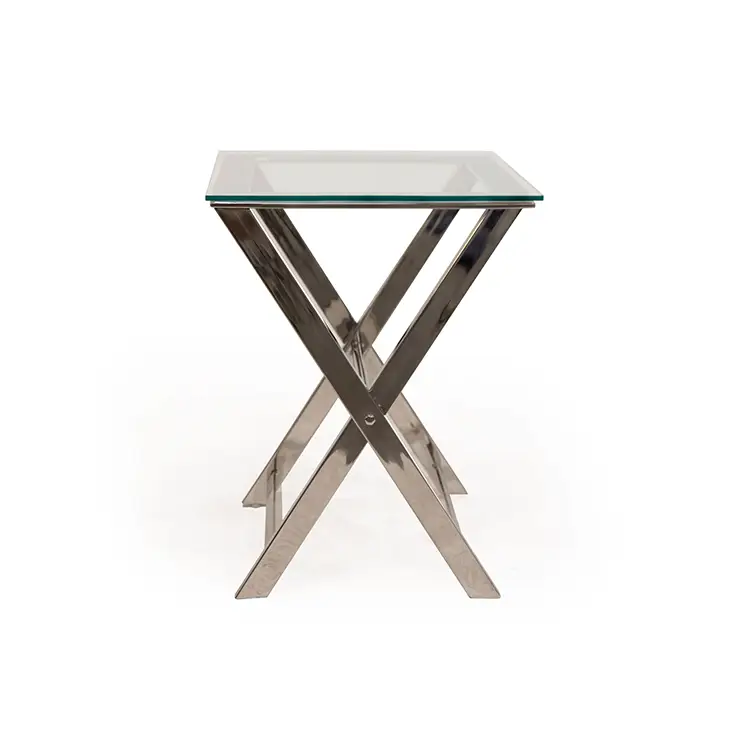 PAIR OF FOLDING GLASS END TABLES
