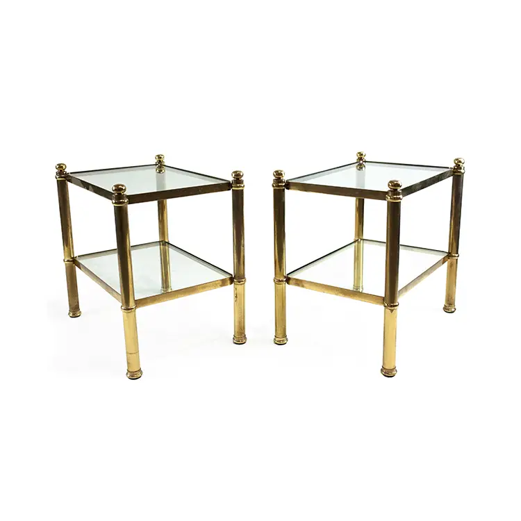 PAIR OF MID CENTURY TWO TIER END TABLES