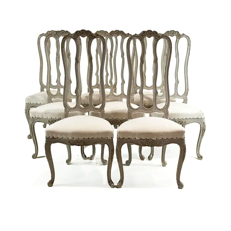 SET OF EIGHT 19TH CENTURY GUSTAVIAN DINING CHAIRS