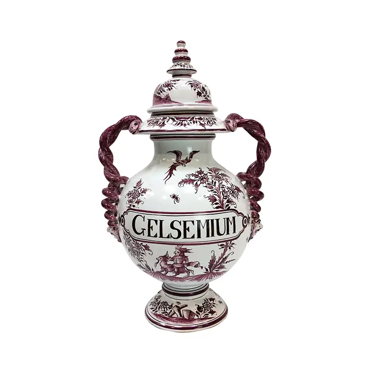 WHITE AND RED CERAMIC VASE