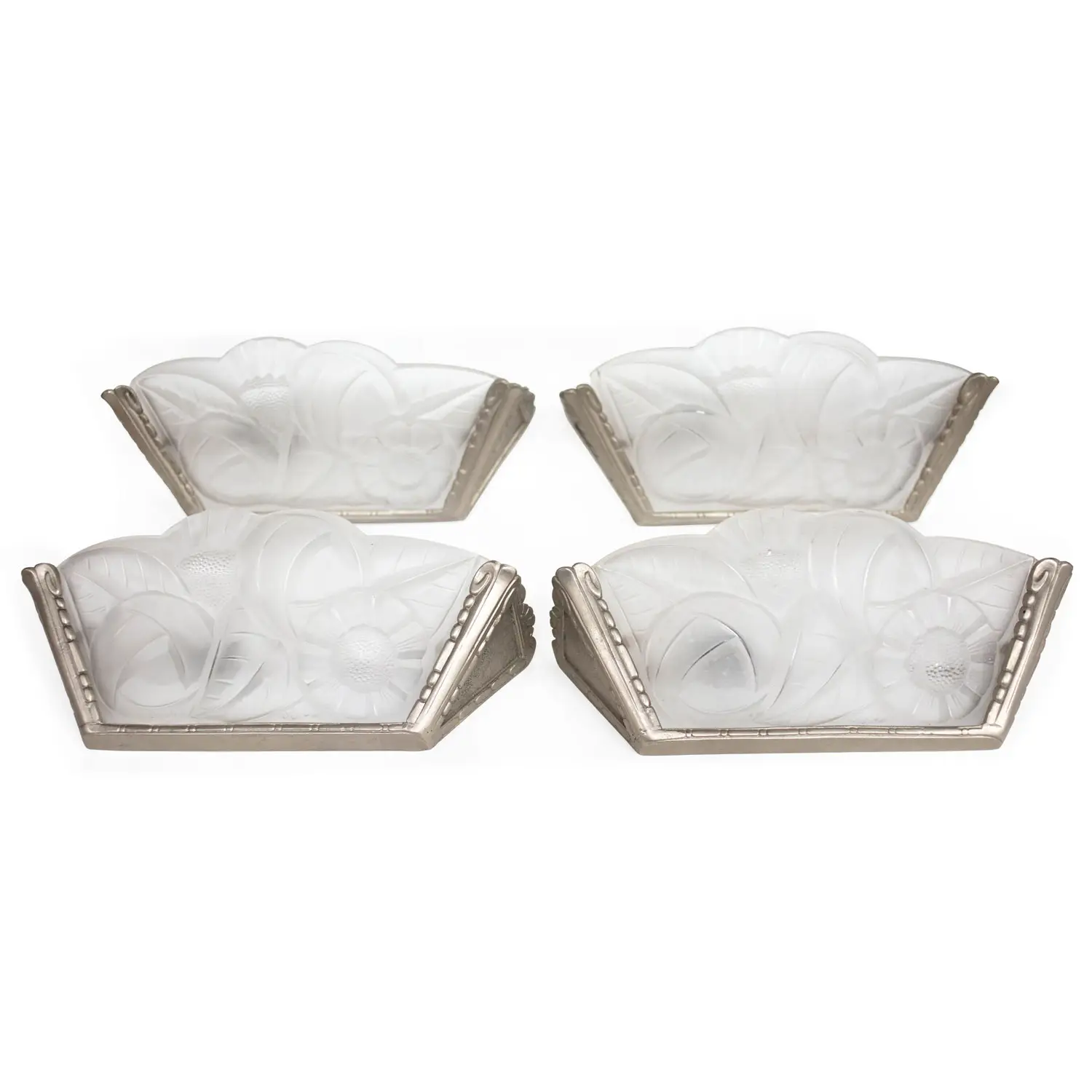 SET OF FOUR 1930S ART DECO WALL LIGHTS BY DEGUE