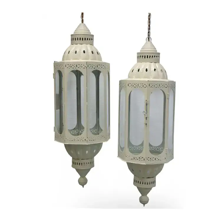 PAIR OF PAINTED LANTERNS